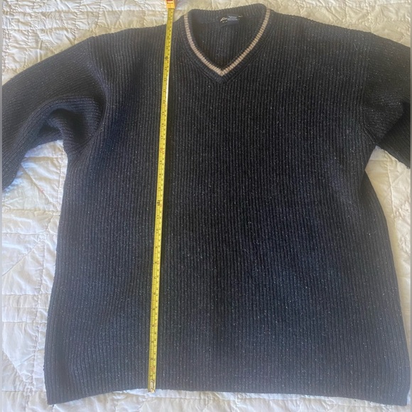 Vintage Eddie Bauer Lambswool Sweater V-Neck Mens XL Blue Long Sleeve - Picture 1 of 4